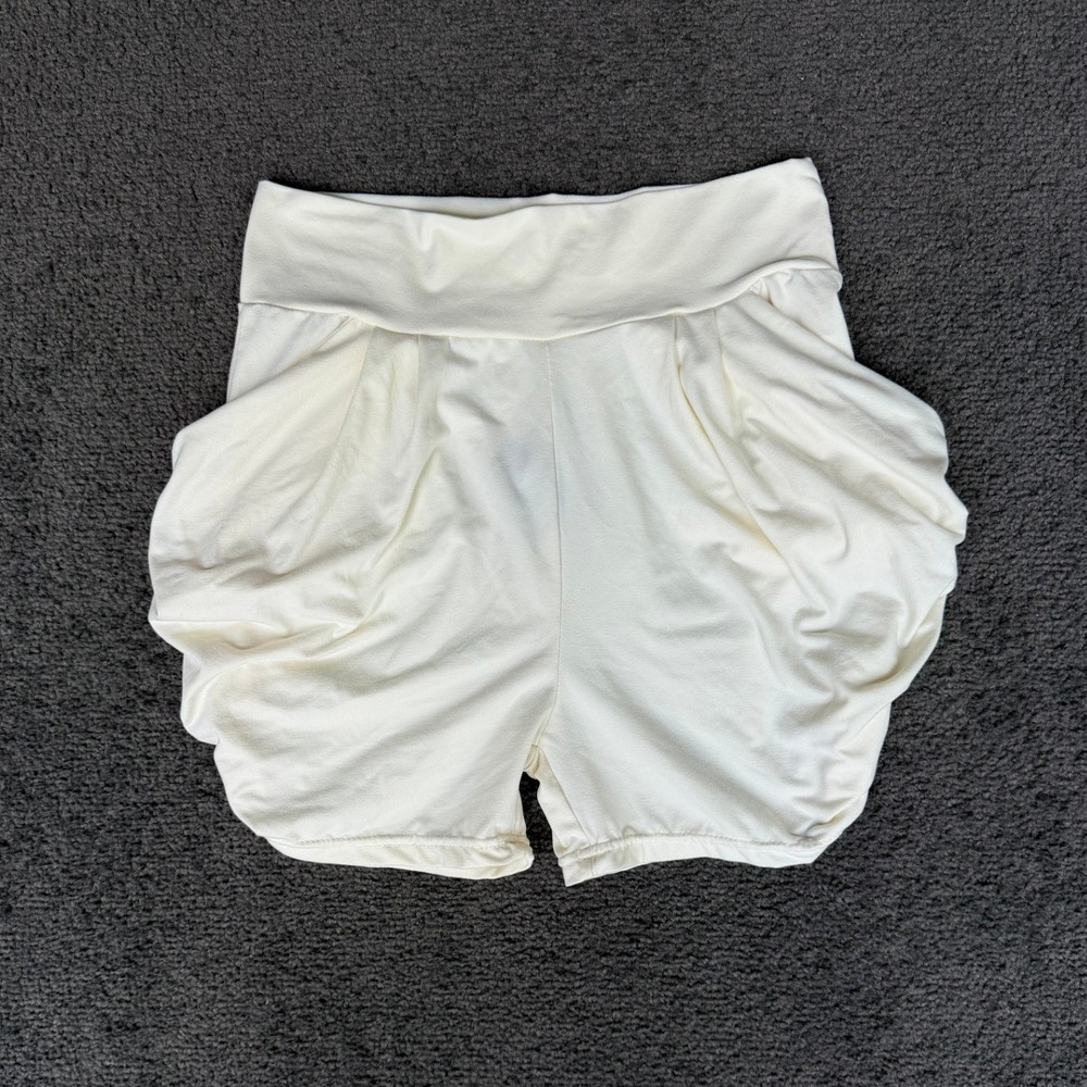 Conceited Cream Harem Draped Balloon Shorts Side Pockets S/M Off-White‎ Pleated